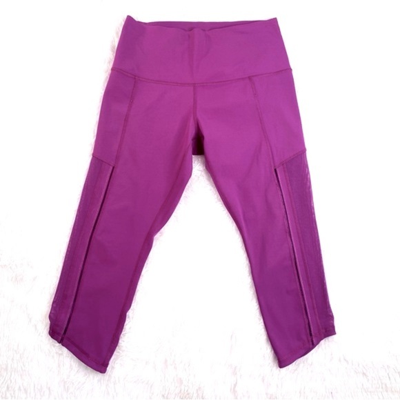 Lululemon Hot To Street Regal Plum Mesh Skinny 10 Crop Legging - Rare - Picture 2 of 8